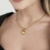 Collana Donna Luca Barra In Acciaio Dorato Con Cuori Pendenti 3 Verre Gioielli - l'istituzione del gioiello