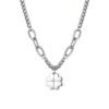Collana Donna Luca Barra In Acciaio Con Quadrifoglio Pendente