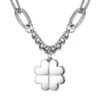 Collana Donna Luca Barra In Acciaio Con Quadrifoglio Pendente 1 Verre Gioielli - l'istituzione del gioiello