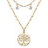 Collana Donna Luca Barra In Acciaio Dorato Con Albero Della Vita Pendente E Perle A Doppia Catena 2 Verre Gioielli - l'istituzione del gioiello