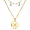 Collana Donna Luca Barra In Acciaio Dorato Con Quadrifoglio Pendente E Cristalli Bianchi 1 Verre Gioielli - l'istituzione del gioiello