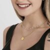 Collana Donna Luca Barra In Acciaio Dorato Con Quadrifoglio Pendente E Perle A Doppia Catena 1 Verre Gioielli - l'istituzione del gioiello