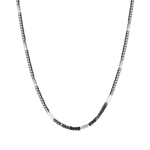 Collana Uomo Luca Barra In Acciaio Con Ematite Silver E Grigia