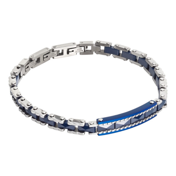 Bracciale Uomo Boccadamo Man In Acciaio E Ceramica Blu