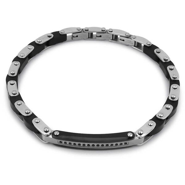 Bracciale Uomo Boccadamo Man In Acciaio Con Pvd Nero E Zirconi 3 - Verre Gioielli Bracciale Uomo Boccadamo Man In Acciaio Con Pvd Nero E Zirconi