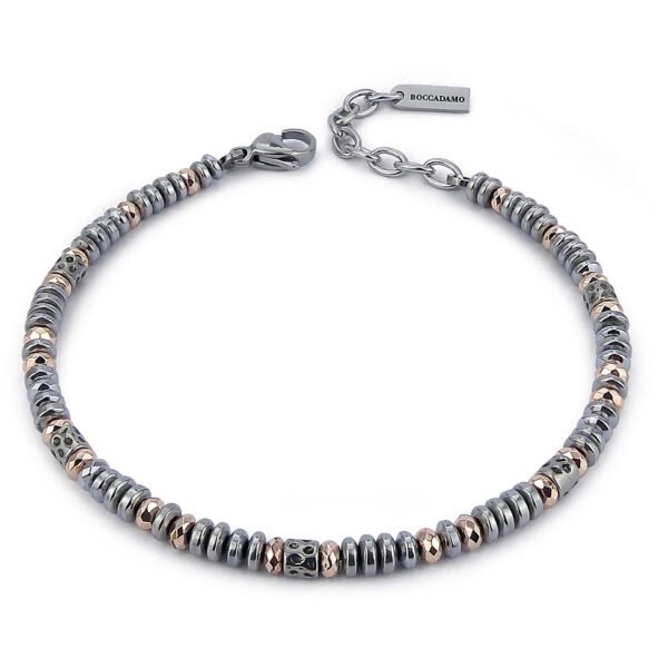 Bracciale Uomo Boccadamo Man In Acciaio Con Ematite Grigia 3 - Verre Gioielli Bracciale Uomo Boccadamo Man In Acciaio Con Ematite Grigia