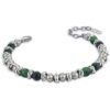 Bracciale Uomo Boccadamo Man In Acciaio Con Sfere Di Occhio Di Tigre Verde 1 - Verre Gioielli Bracciale Uomo Boccadamo Man In Acciaio Con Sfere Di Occhio Di Tigre Verde