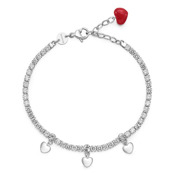 Bracciale Tennis Donna Brosway In Acciaio Con Cubic Zirconia E Cuori Pendenti 3 - Verre Gioielli Bracciale Tennis Donna Brosway In Acciaio Con Cubic Zirconia E Cuori Pendenti