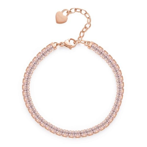Bracciale Tennis Donna Brosway In Acciaio Rosato Con Cubic Zirconia E Cuore Pendente 3 - Verre Gioielli Bracciale Tennis Donna Brosway In Acciaio Rosato Con Cubic Zirconia E Cuore Pendente