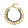 Bracciale Tennis Donna Brosway Doppio Filo In Acciaio Dorato Con Cubic Zirconia Neri E Cuore Pendente 2 - Verre Gioielli Bracciale Tennis Donna Brosway Doppio Filo In Acciaio Dorato Con Cubic Zirconia Neri E Cuore Pendente