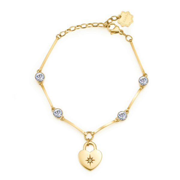 Bracciale Donna Brosway In Acciaio Dorato Con Cuore E Cristalli Swarovsky 3 - Verre Gioielli Bracciale Donna Brosway In Acciaio Dorato Con Cuore E Cristalli Swarovsky