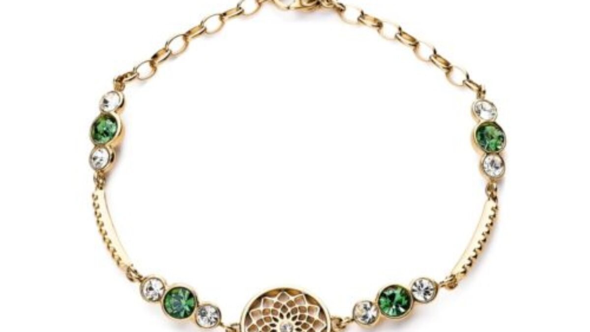 Bracciale Donna Brosway In Acciaio Dorato Con Acchiappasogni E Cristalli Verdi - Verre Gioielli