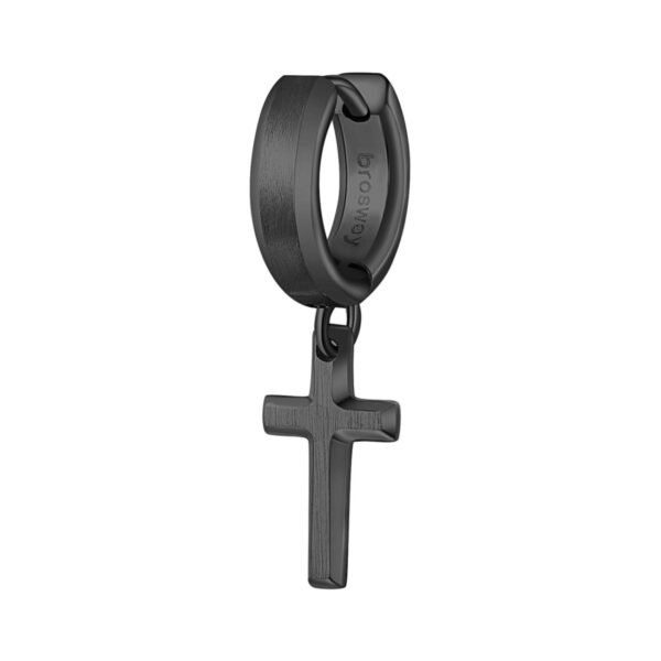 Mono Orecchino Brosway Unisex In Acciaio Nero Con Croce 3 - Verre Gioielli Mono Orecchino Brosway Unisex In Acciaio Nero Con Croce