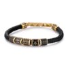 Bracciale Uomo Brosway In Pelle Nera Con Inserti In Acciaio Dorato