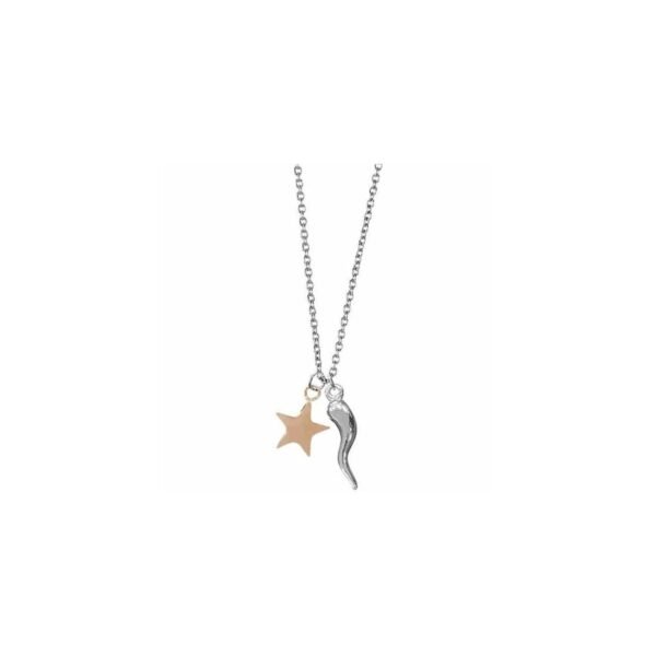 Collana Donna Mya Boccadamo In Acciaio Con Stellina Rosata E Cornetto 3 - Verre Gioielli Collana Donna Mya Boccadamo In Acciaio Con Stellina Rosata E Cornetto