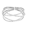 Bracciale Bangle Donna In Acciaio A 3 Fili Con Cristalli Bianchi