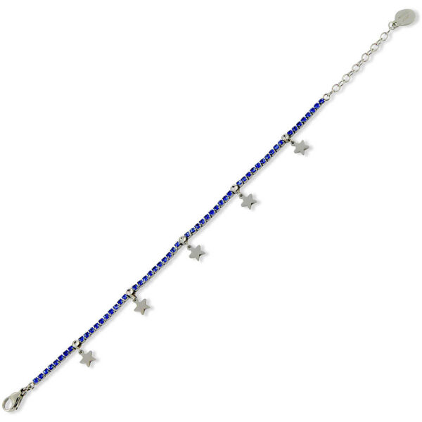 Bracciale Tennis Mya Boccadamo Donna In Acciaio Con Cristalli Blu E Charm A Stelle