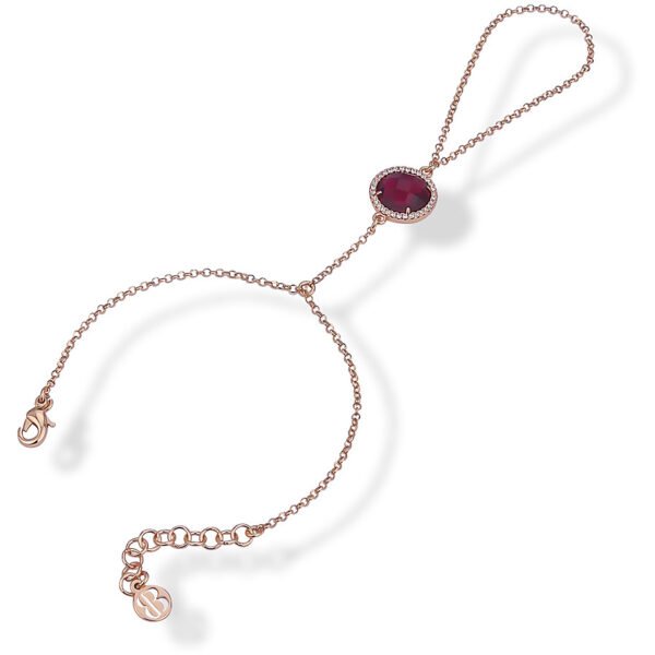Bracciale Donna Baciamano Boccadamo In Bronzo Rosato Con Cristallo Rosso Rubino E Zirconi