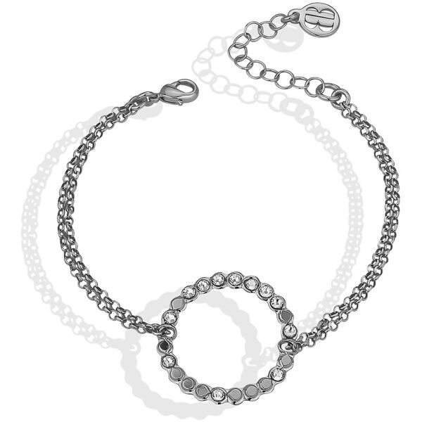 Bracciale Donna Boccadamo In Bronzo Rodiato Con Cristalli Bianchi