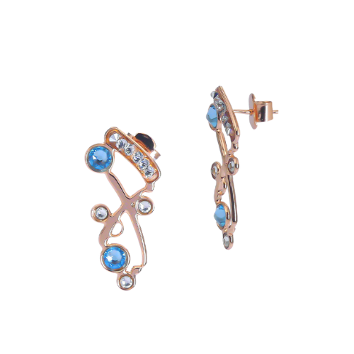 Orecchini Donna Boccadamo In Bronzo Rosato Con Cristalli Acquamarina E Bianchi