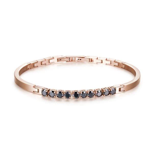 Bracciale Uomo Semirigido Brosway In Acciaio Rosato E Zirconi Neri 3 - Verre Gioielli Bracciale Uomo Semirigido Brosway In Acciaio Rosato E Zirconi Neri