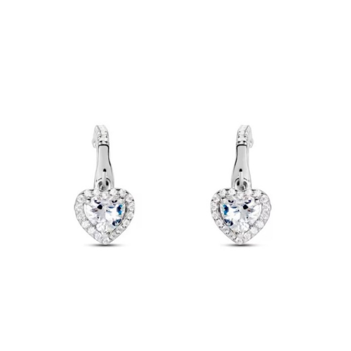 Orecchini A Cerchio Con Zircone Bianco In Argento 925: Cerchietti Piccoli 14mm, Pendenti Brillanti