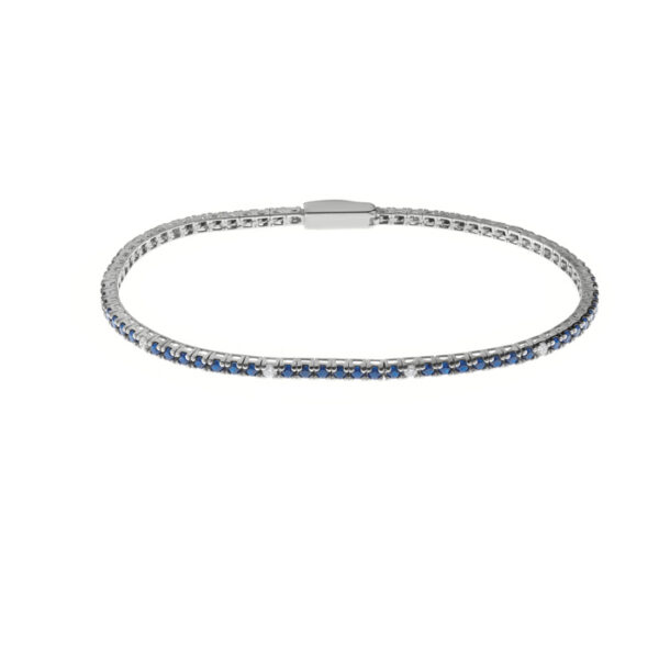 Bracciale Tennis Uomo Bliss In Argento E Zirconi Blu