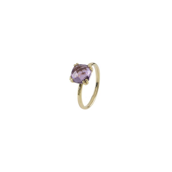 Anello Donna Bliss In Oro Rosato 9 Kt E Ametista Naturale Con Diamanti