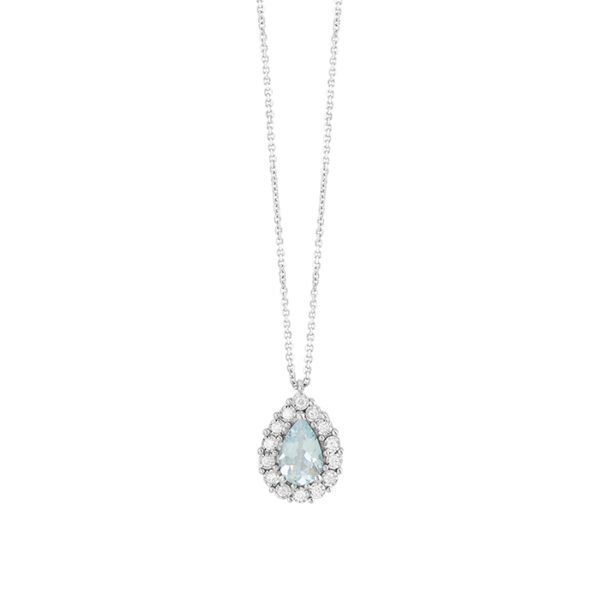 Collana Donna Bliss In Oro Bianco 18 Kt Con Acquamarina 0.11 Ct E Diamanti 0.06 Ct 3 - Verre Gioielli Collana Donna Bliss In Oro Bianco 18 Kt Con Acquamarina 0.11 Ct E Diamanti 0.06 Ct