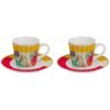 Set Due Tazzine Da Caffè Baci Milano In Porcellana Ventagli 2 - Verre Gioielli Set Due Tazzine Da Caffè Baci Milano In Porcellana Ventagli