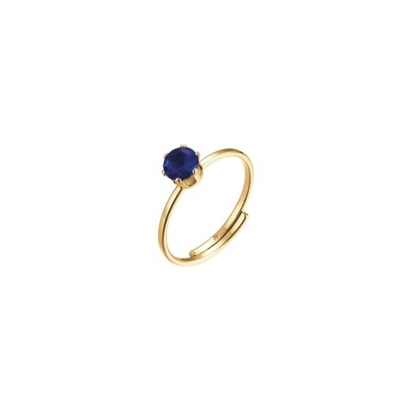 Anello Donna Regolabile Luca Barra In Acciaio Dorato Con Cristallo Blu