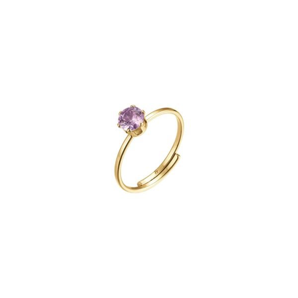 Anello Donna Regolabile Luca Barra In Acciaio Dorato Con Cristallo Rosa