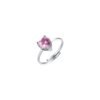 Anello Donna Regolabile Luca Barra In Acciaio Con Cristallo Rosa A Cuore