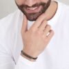 Bracciale Uomo Luca Barra In Pelle E Ip Gun 1 Verre Gioielli - l'istituzione del gioiello