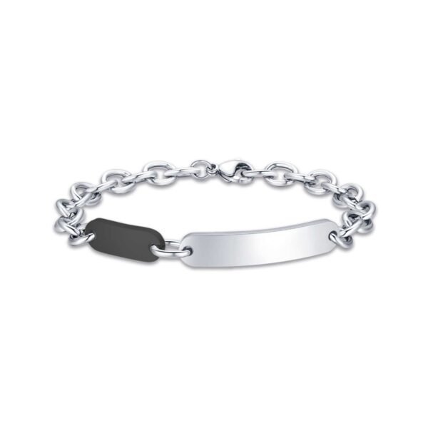 Bracciale Uomo Luca Barra In Acciaio Con Piastra 3 - Verre Gioielli Bracciale Uomo Luca Barra In Acciaio Con Piastra