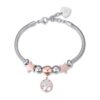 Bracciale Donna Luca Barra In Acciaio Con Albero Della Vita Rose E Stelle E Cristalli Bianchi