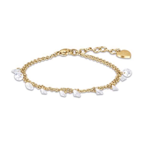 Bracciale Donna Luca Barra In Acciaio Dorato E Cristalli Bianchi 3 - Verre Gioielli Bracciale Donna Luca Barra In Acciaio Dorato E Cristalli Bianchi