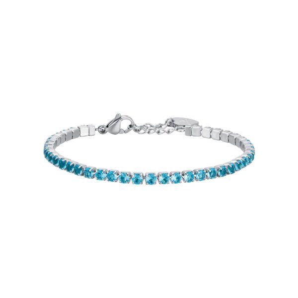 Bracciale Donna Tennis Luca Barra In Acciaio Con Cristalli Azzurri