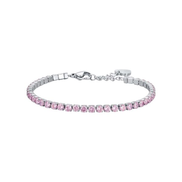 Bracciale Donna Tennis Luca Barra In Acciaio Con Cristalli Rosa