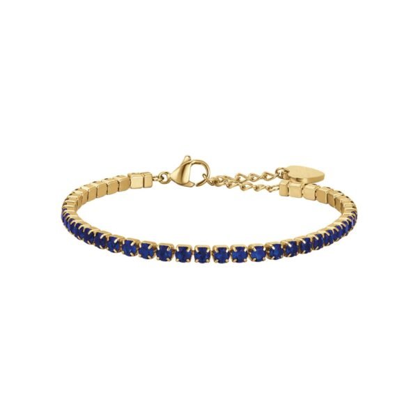 Bracciale Donna Tennis Luca Barra In Acciaio Dorato Con Cristalli Blu