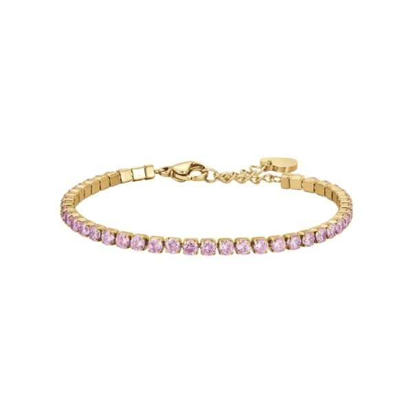 Bracciale Donna Tennis Luca Barra In Acciaio Dorato Con Cristalli Rosa 3 - Verre Gioielli Bracciale Donna Tennis Luca Barra In Acciaio Dorato Con Cristalli Rosa