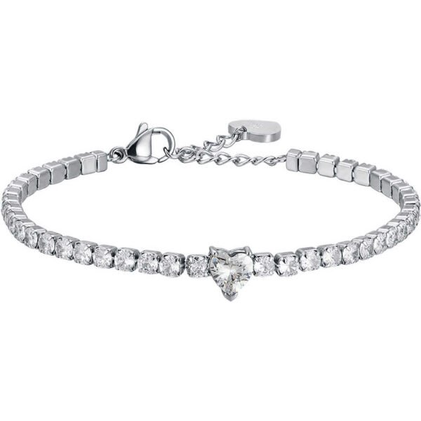 Bracciale Donna Tennis Luca Barra In Acciaio Con Cristalli Bianchi E Cuore 3 - Verre Gioielli Bracciale Donna Tennis Luca Barra In Acciaio Con Cristalli Bianchi E Cuore