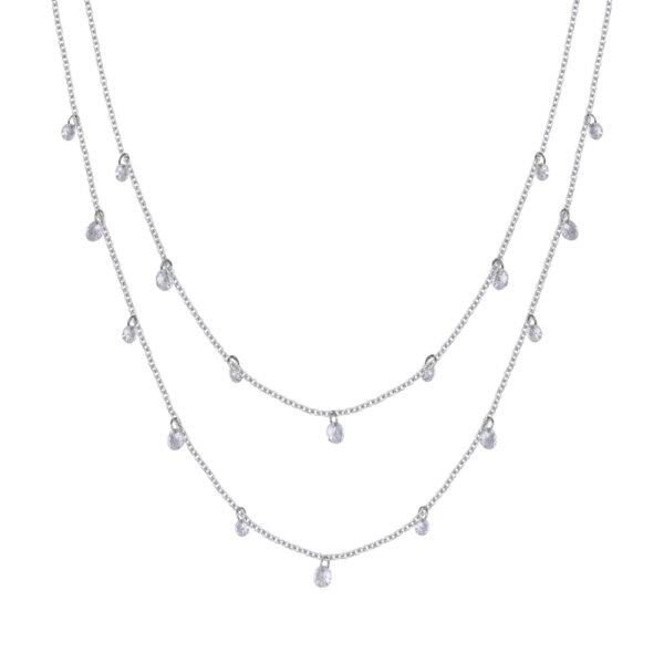 Collana Donna Luca Barra In Acciaio Con Cristalli Bianchi 3 - Verre Gioielli Collana Donna Luca Barra In Acciaio Con Cristalli Bianchi