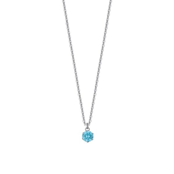 Collana Donna Luca Barra In Acciaio Con Cristallo Azzurro 3 - Verre Gioielli Collana Donna Luca Barra In Acciaio Con Cristallo Azzurro