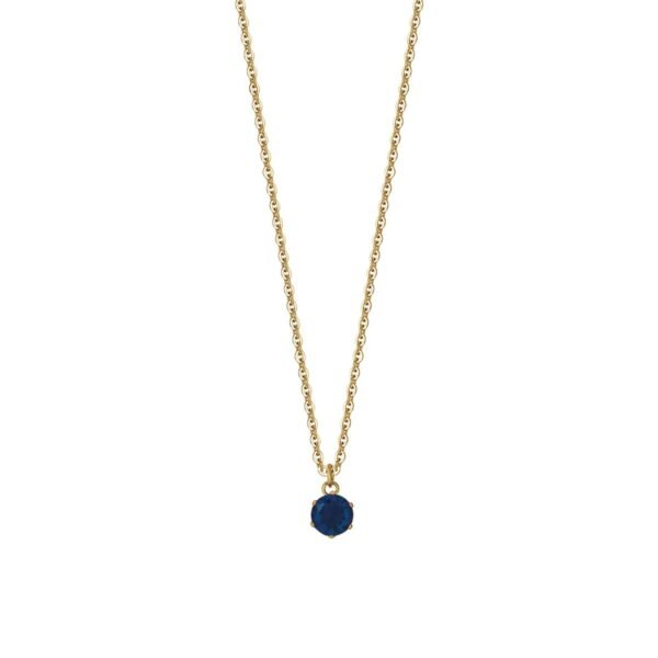 Collana Donna Luca Barra In Acciaio Dorato Con Cristallo Blu 3 - Verre Gioielli Collana Donna Luca Barra In Acciaio Dorato Con Cristallo Blu