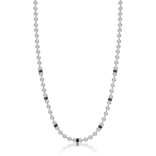 Collana Uomo Luca Barra In Acciaio Con Elementi Neri 3 - Verre Gioielli Collana Uomo Luca Barra In Acciaio Con Elementi Neri