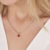 Collana Donna Luca Barra In Acciaio Con Cristallo Rosso 2 Verre Gioielli - l'istituzione del gioiello