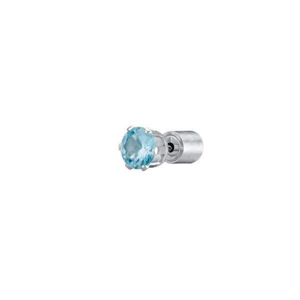 Mono Orecchino Luca Barra In Acciaio Con Cristallo Azzurro 3 - Verre Gioielli Mono Orecchino Luca Barra In Acciaio Con Cristallo Azzurro