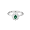 Anello Donna Recarlo In Oro Bianco 18 Kt Con Diamanti 0.15 Ct E Smeraldo 0.28 Ct