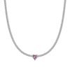 Collana Donna Luca Barra Con Cristalli Bianchi E Cuore Con Cristallo Rosa 1 - Verre Gioielli Collana Donna Luca Barra Con Cristalli Bianchi E Cuore Con Cristallo Rosa